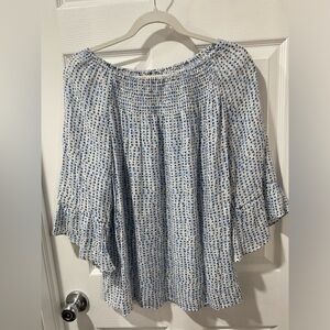 Zach & Rachel women’s lightweight peasant smock neck shirt, size M